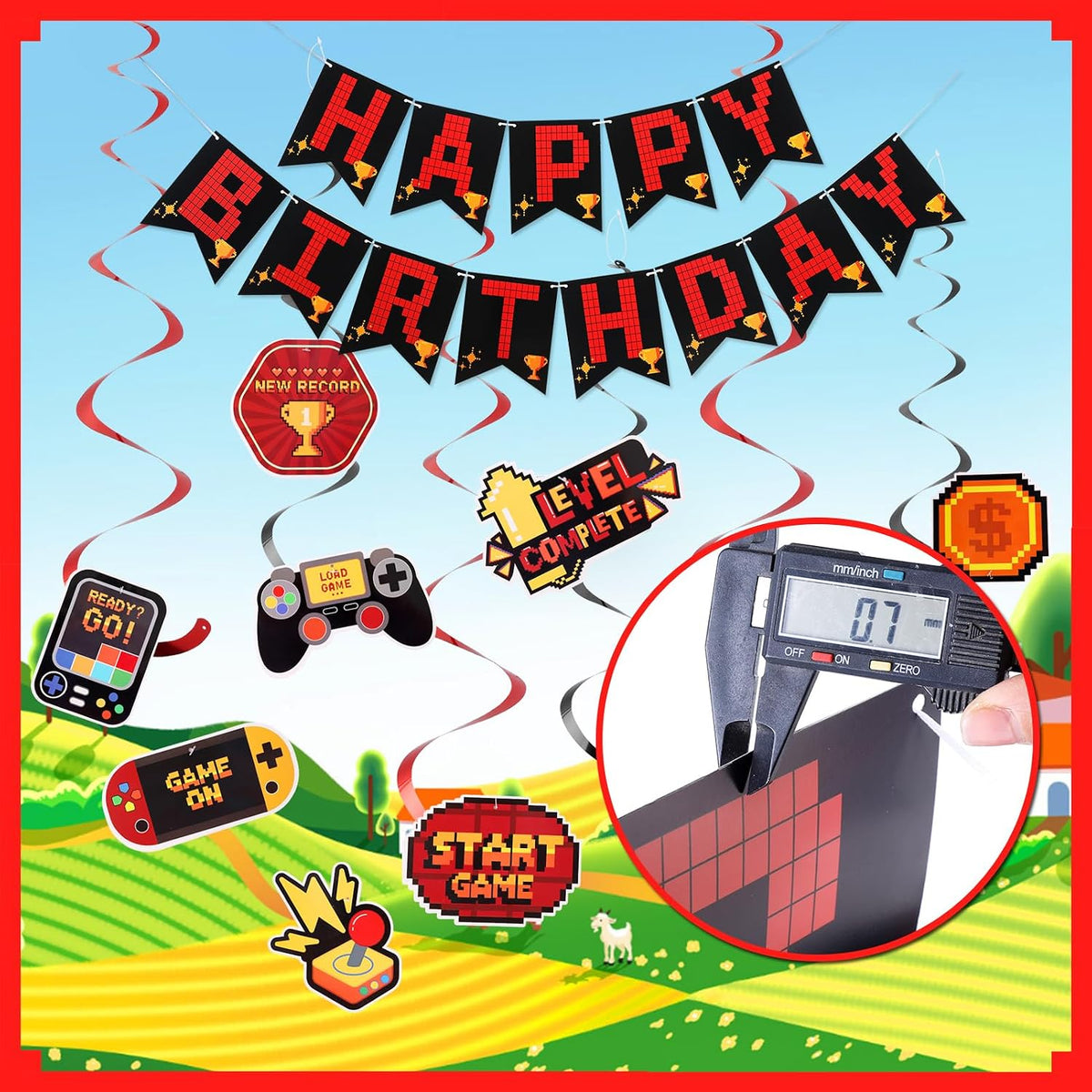 YEOCU Birthday Decorations - Redblack / videogame - image 3
