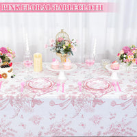 3 Pack Plastic Birthday Tablecloth - Pink Floral - image 3