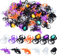 Boao 150-pack Halloween spider, skull and bat plastic party favor rings