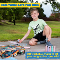 JOYIN 180 PCS Washable Sidewalk Chalks Set in 20 Colors Non-Toxic - 180 - image 4