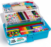 Blue Squid Arts & Crafts Box- 2800+ pcs Deluxe Craft Supplies Box - Craft Box Blue