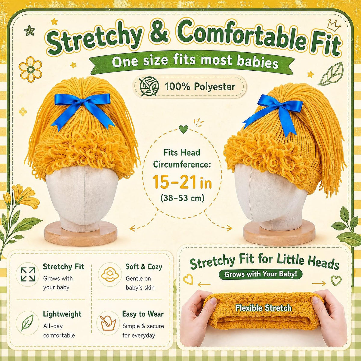 Halloween Cabbage Costume Yarn Wig - Yellow 2 / High Ponytail - image 2