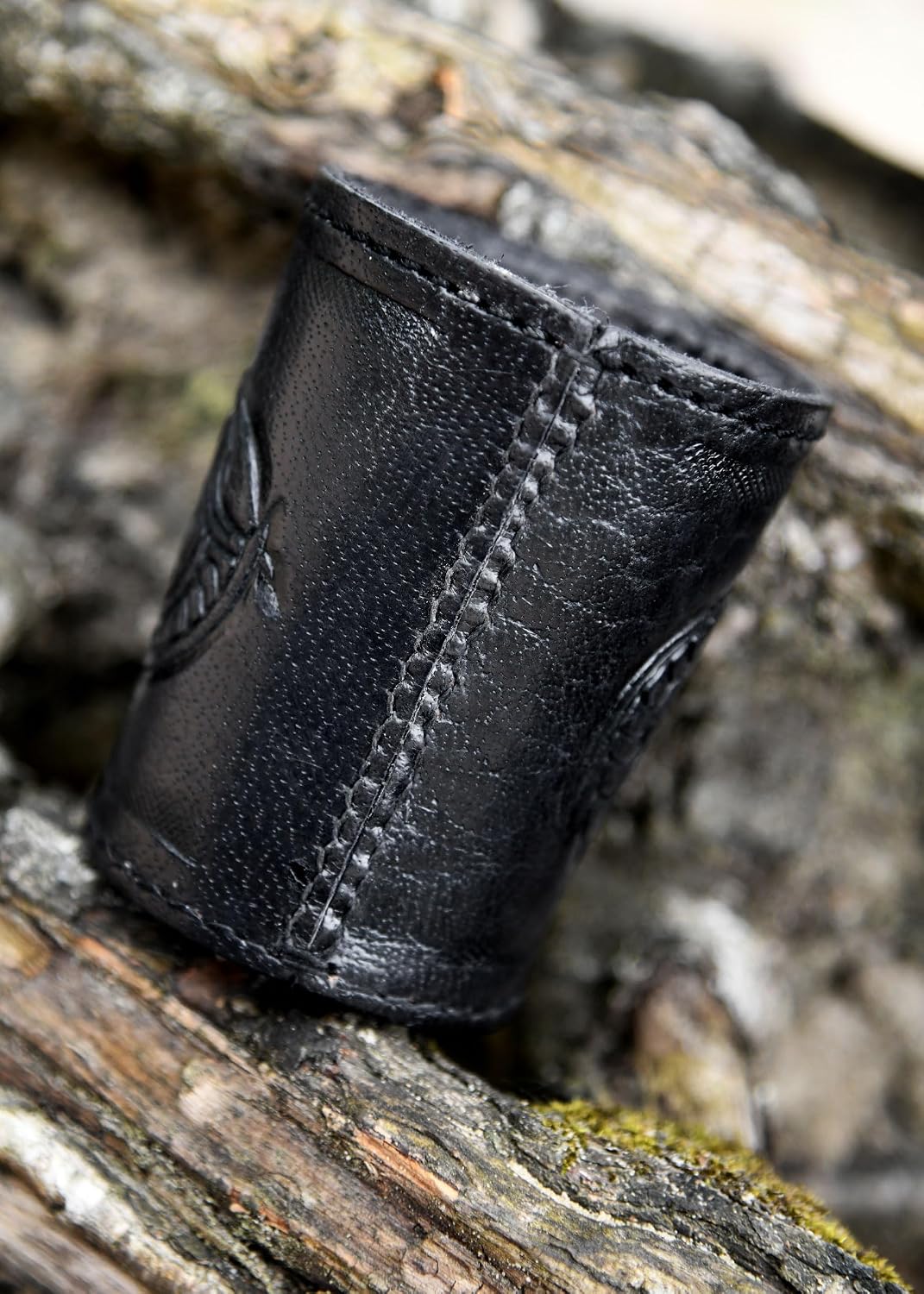 Ulfberth, Viking dice Cup with Embossed Motif, Genuine Leather - Jelling, Black - image 3