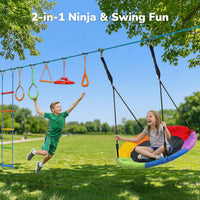 Hapfan 50 ft Ninja Warrior Obstacle Course Swing Set for Kids Outside – Fun for Kids & Family - 50 FT / Multicolor - image 2