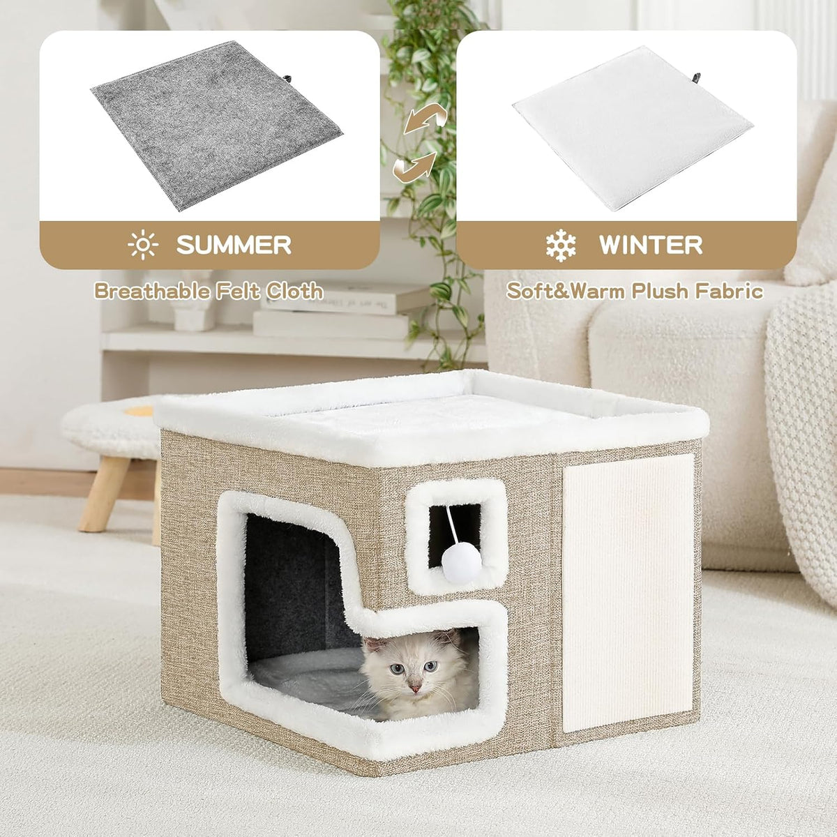 Cat Houses for Indoor Cats - Khaki‌ / Large - image 3