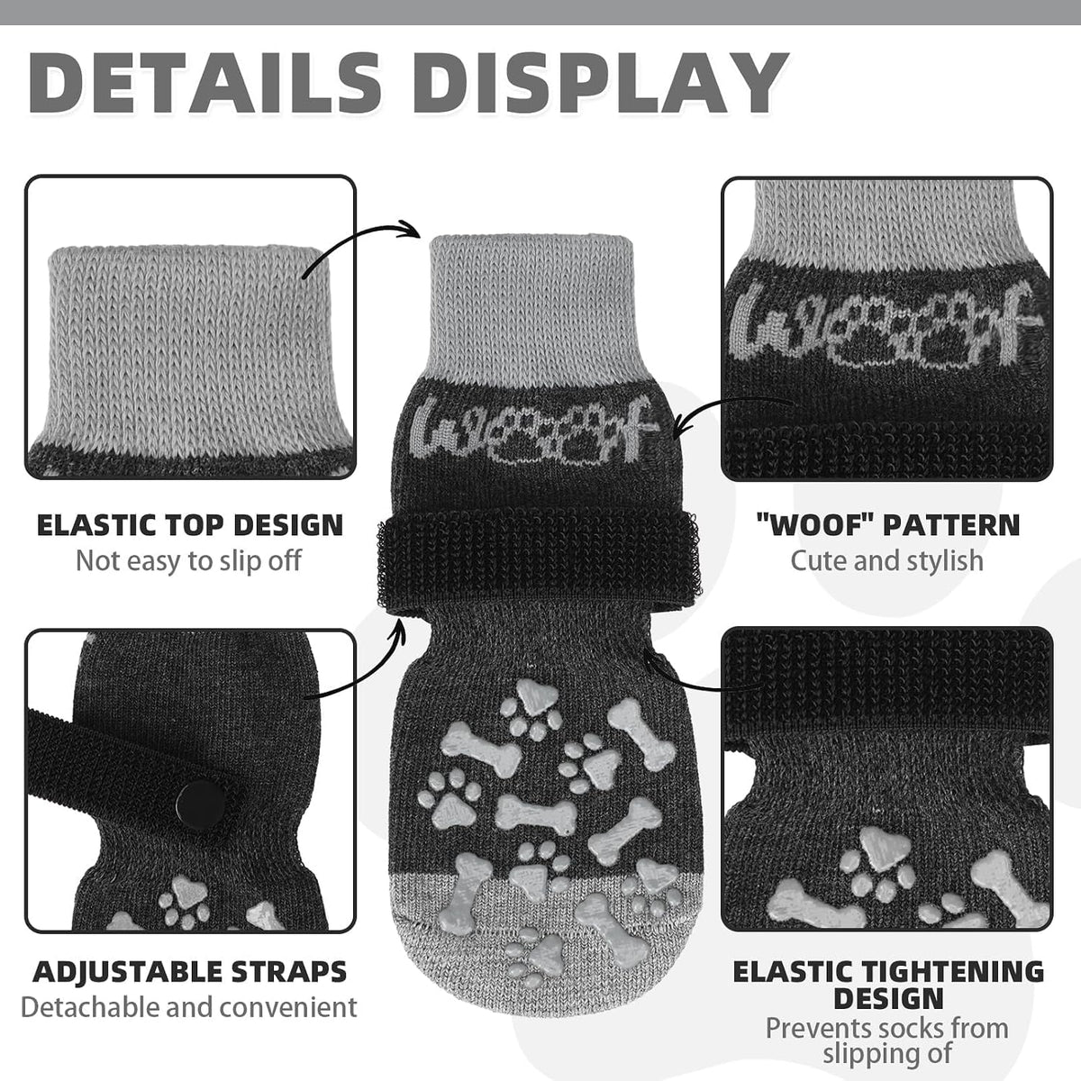 Dog Socks Shoes for Hot Pavement to Prevent Licking Paws - grey / Small (4 Pack) - image 2