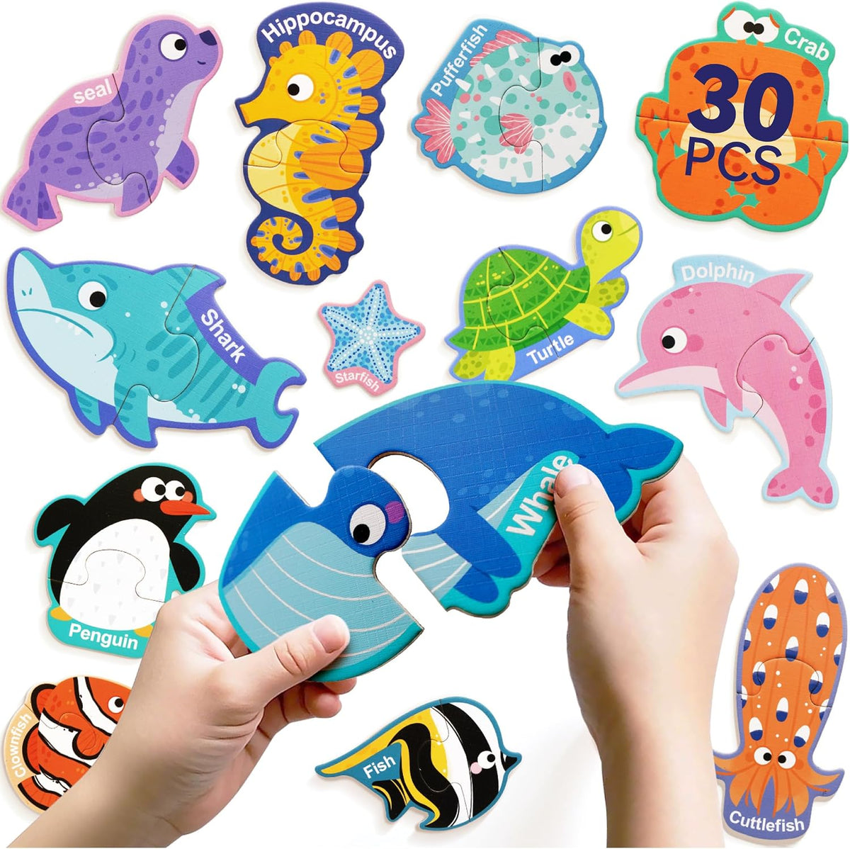 Dotimo 30-piece magnetic vehicle puzzle with cars, trucks and large printed names - view 2