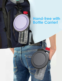 2 Pack Collapsible Dog Bowls with Bottle Carrier – Essentials for Dogs - Large (Pack of 2) / 9. Gray & Light Violet - image 3