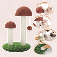 PETEPELA Mushroom Cat Scratching Post for Kittens & Small Cats - Mushroom Brown / 18.9" - image 3