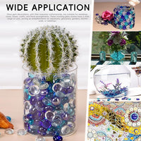 1 LB Blue Mix Color Glass Marbles, Mini Flat Glass Beads~150PCS for Vase Fillers, Floral Bottom Mancala Gems Pebbles Fish Tank Rocks for Table Aquarium,Home Decor Art Craft Supplies(0.5"~0.7")
