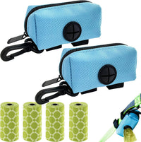 2 Pack Dog Poop Bag Holder for Leash + 80 Count Doggie Waste Bag - Blue-Two