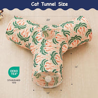 Tempcore Pet Cat Tunnel Tube Cat Toys 3 Way Collapsible, Cat Tunnels for Indoor Cats，Kitty Tunnel Bored Pet Toys Peek Hole Toy Ball Puppy, Kitty, Kitten, Rabbit Khaki Coconut Tree
