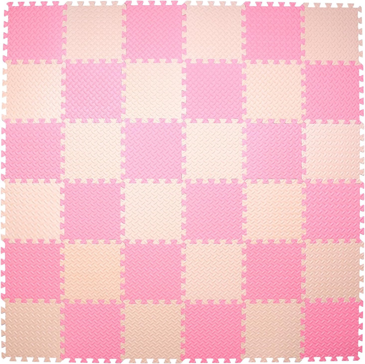 Foam Play Mat for Baby, Soft Non-Toxic Baby Playmat - Beige/Pink / 36 Pcs/70.8*70.8 - image 2