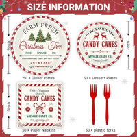 GOLDGAO Christmas paper plates and napkins with buffalo plaid border and snowman print - view 8