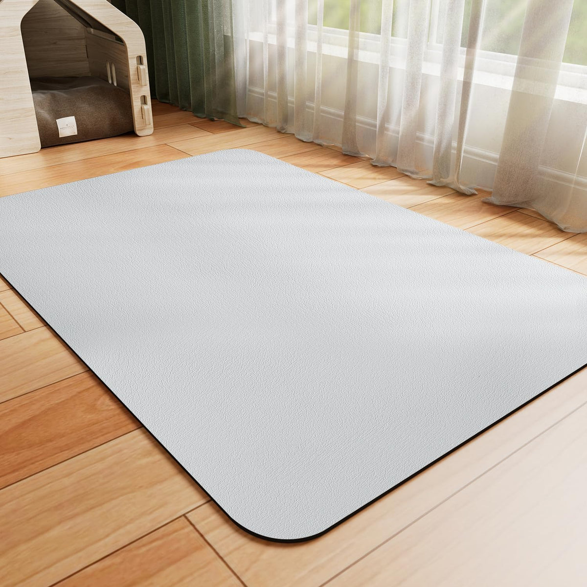HotLive Dog Food Mat, Absorbent Cat Mat for Food and Water - Light Grey / 34"L x 18"W