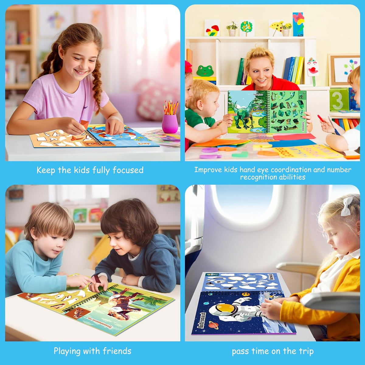 Homicozy 3Pcs Paint by Number Sticker Books for Kids 4-8 - Style2-4pcs - image 4