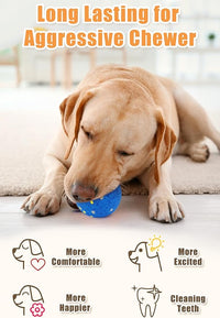 Dog Tennis Balls for Aggressive Chewers, Indestructible Durable Bouncy Interactive Toy for Dogs Fetch Game Lightweight Floating Outdoor Training(2 Yellow Point+ 2 Blue Cirle Medium)