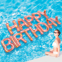 Shappy Happy Birthday Pool Floats Balloon – Fun for Kids & Family - Rose Gold / 20'' / Sequins