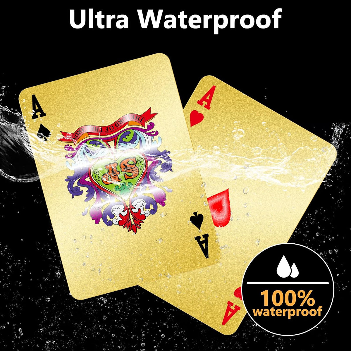 BIERDORF Waterproof Playing Cards, Deck of Cards, Poker Size – Fun for Kids & Family - Gold - image 2