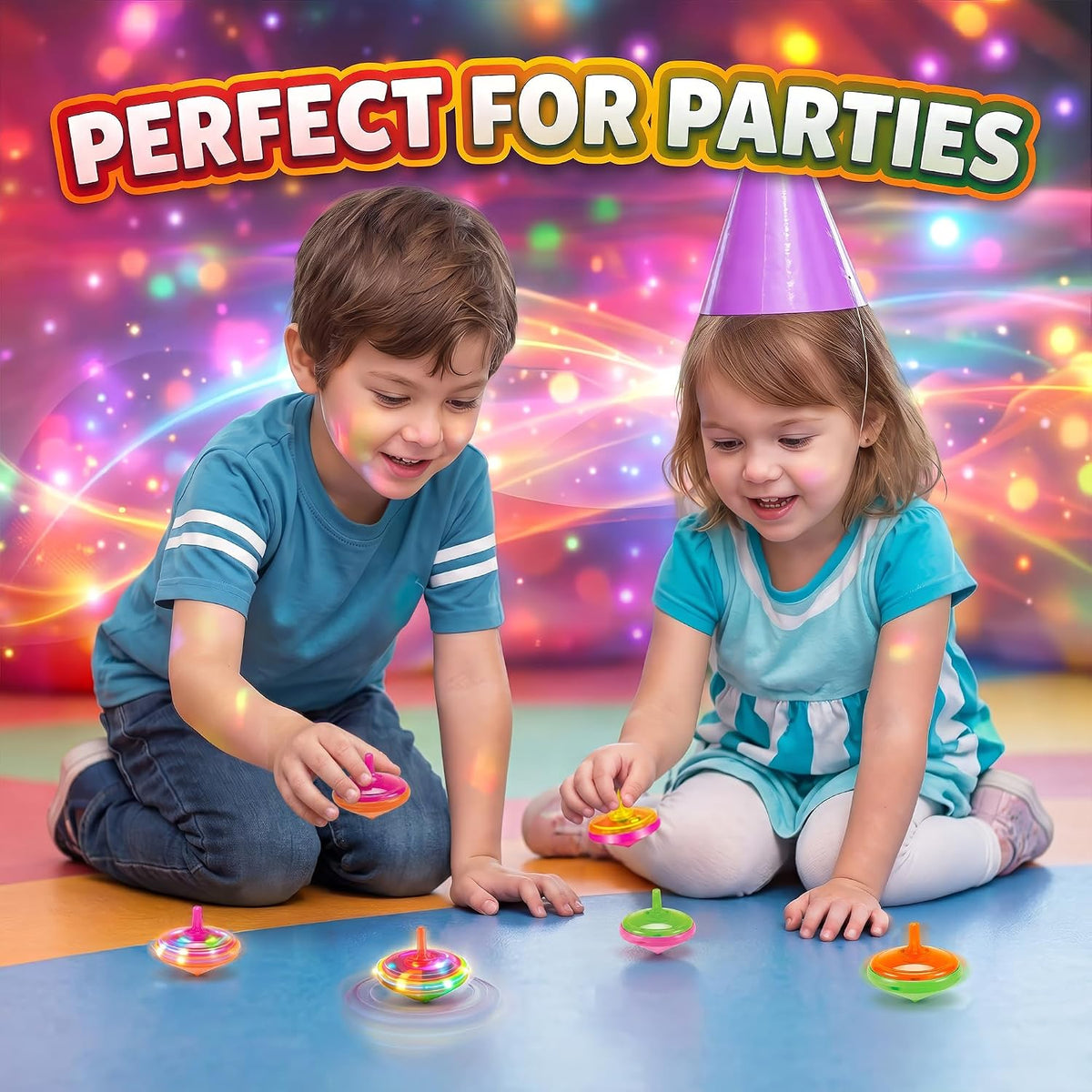 LED Flashing Spinning Tops for Kids - Classic - 100 Piece - image 2