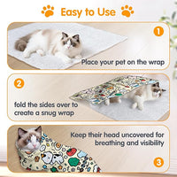 27.6" Large Cat Grooming Wrap, Cat Grooming Supplies, Cat Wrap for Cutting Nails, Self-Adhesive Cat Grooming Bag for Cats Within 15lbs Cat Restraint for Nail Clipping, Medicine Taking(Yellow)