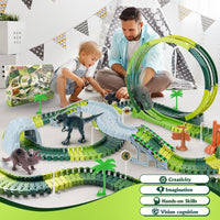 264 PCS Construction Race Tracks for Kids Toys - 360° Dino Race Track - image 4