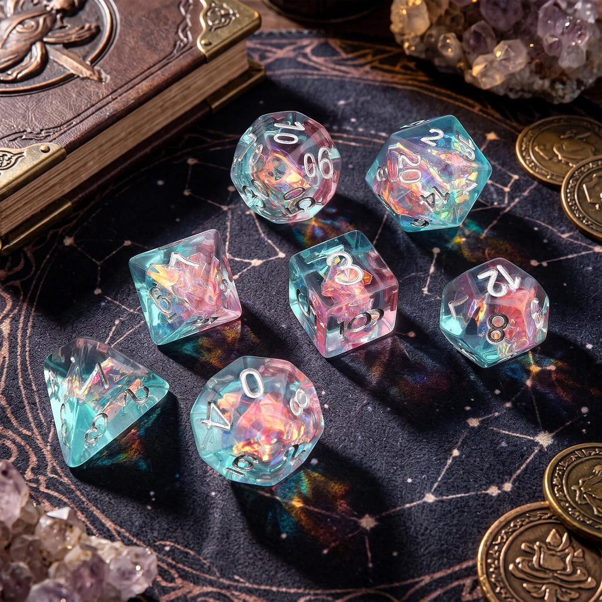 Haxtec Light Green DND Dice Set - Light Blue Purple - image 2