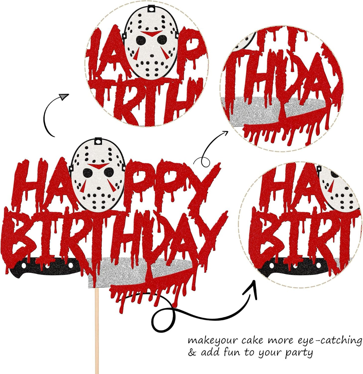 Rsstarxi 24 Have a Killer Birthday glitter horror cupcake toppers - view 24