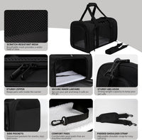 Cat Dog Carriers Soft-Sided - 17.0"L x 11.0"W x 11.0"H / black - image 3