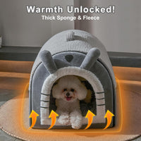 Small Dog House Indoor, Cat House with Door Curtain Design - Medium(19"*13.4"*13.4") - image 2