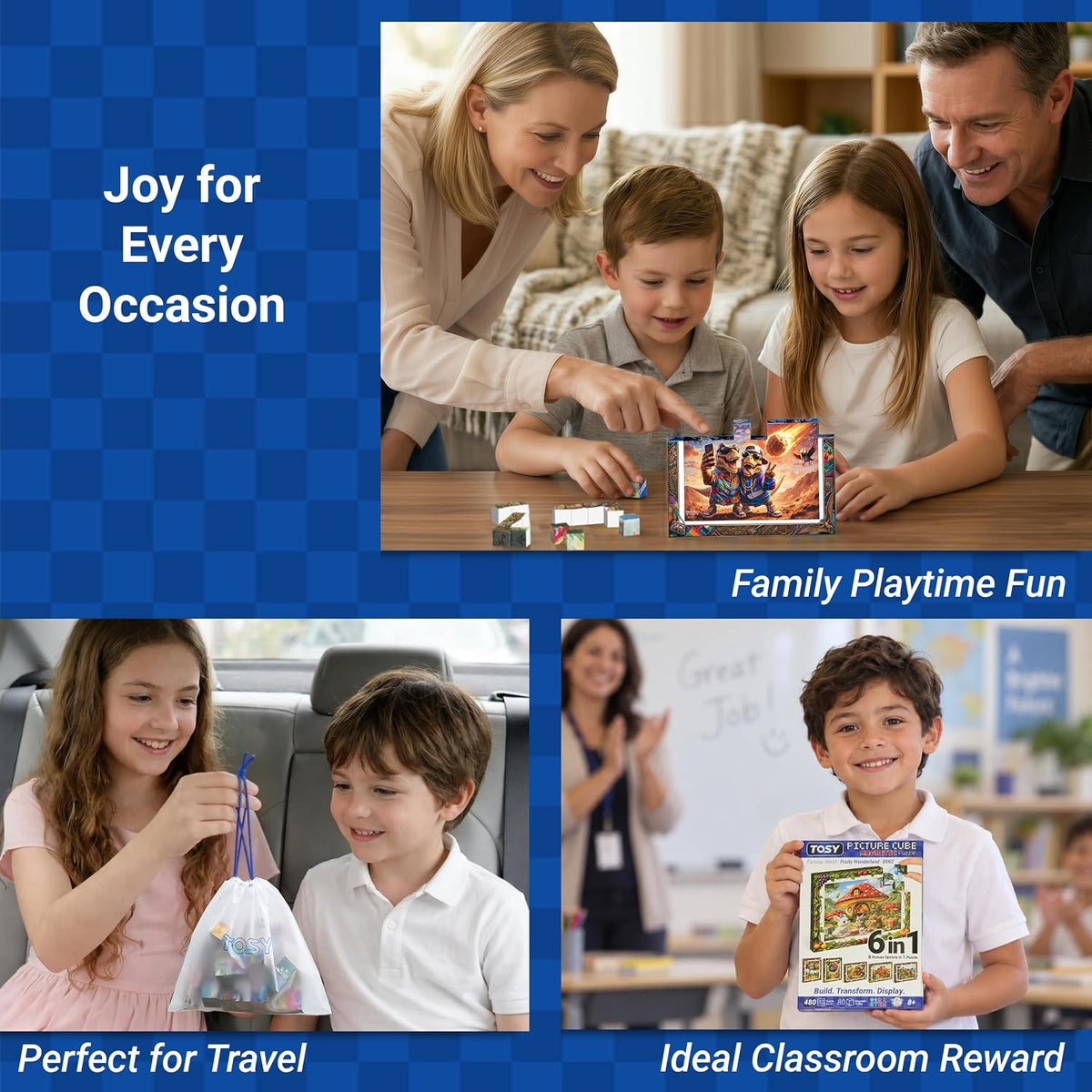 TOSY Picture Cube Enchanted Holiday 6-in-1 magnetic picture puzzle in frame - view 7