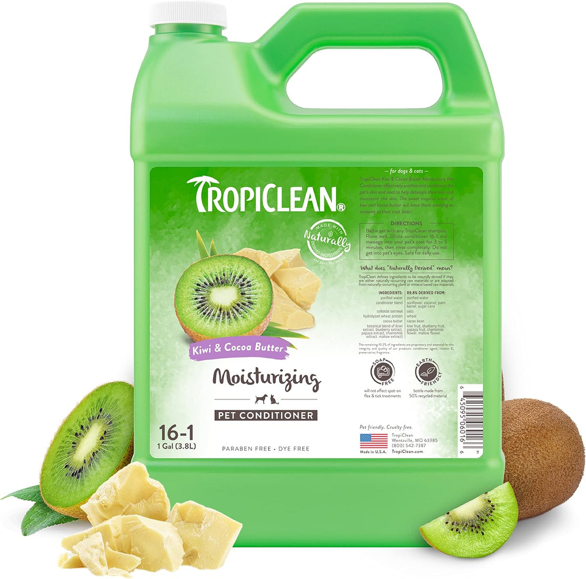 TropiClean Dog Conditioner - Kiwi & Cocoa Butter / 1 Gallon (Pack of 1)