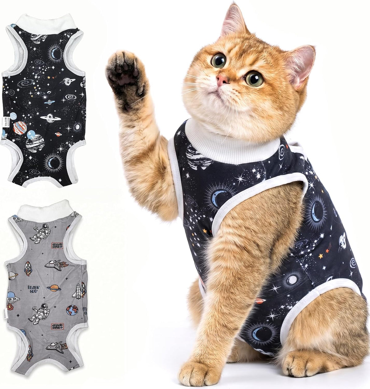 Avont 2-pack cat recovery suit for spay in soft stretchy modal fabric, size M