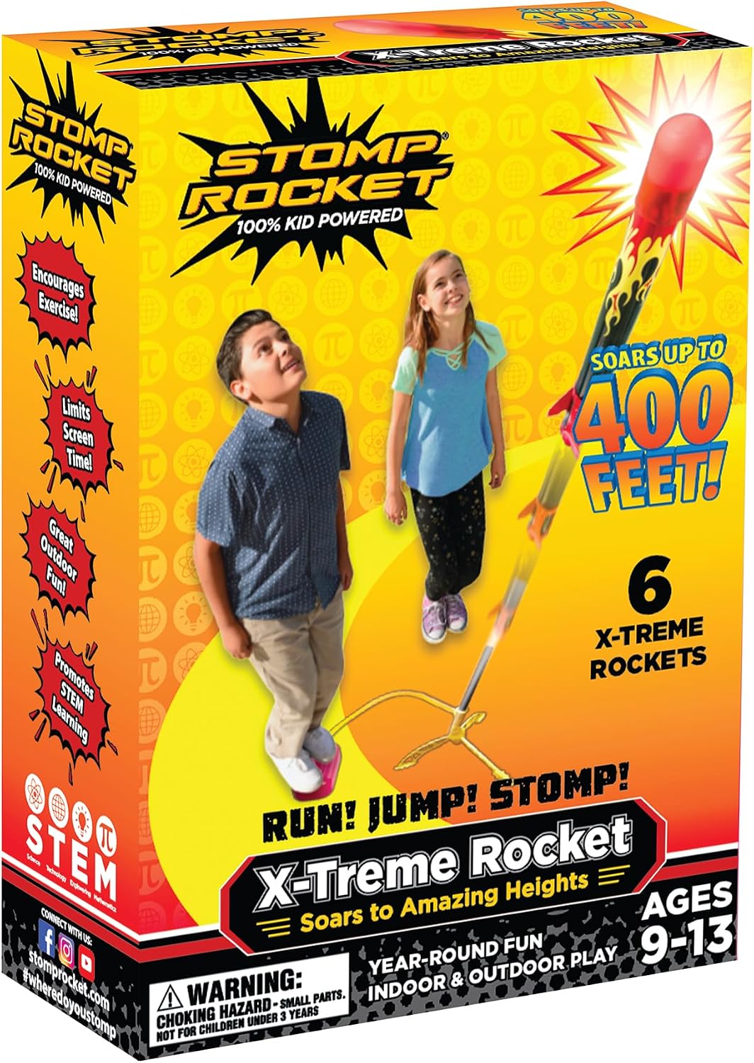 Stomp Rocket X-Treme launcher with adjustable stand and six rockets