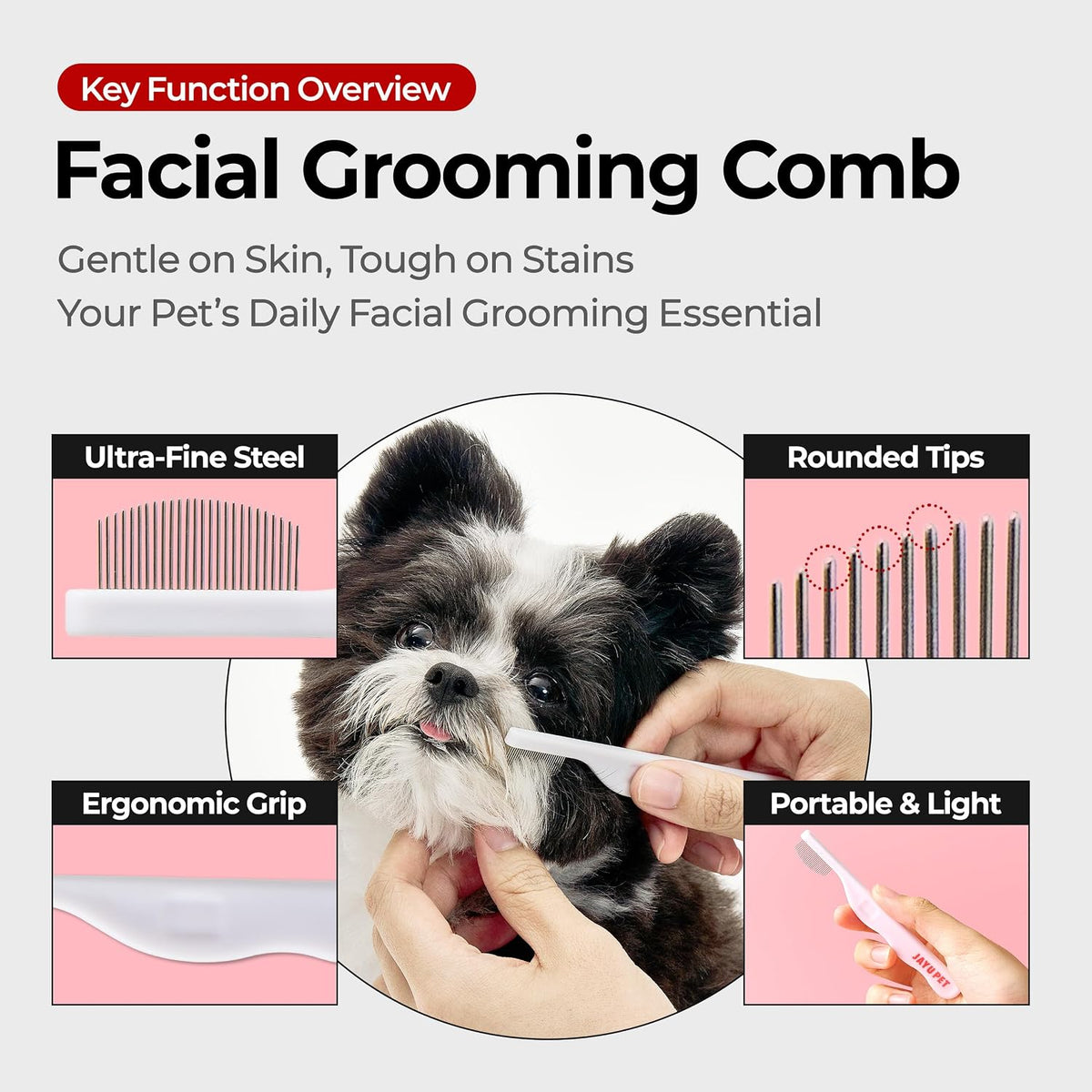 Facial Grooming Comb – Essentials for Dogs - 2 Count (Pack of 1) - image 2