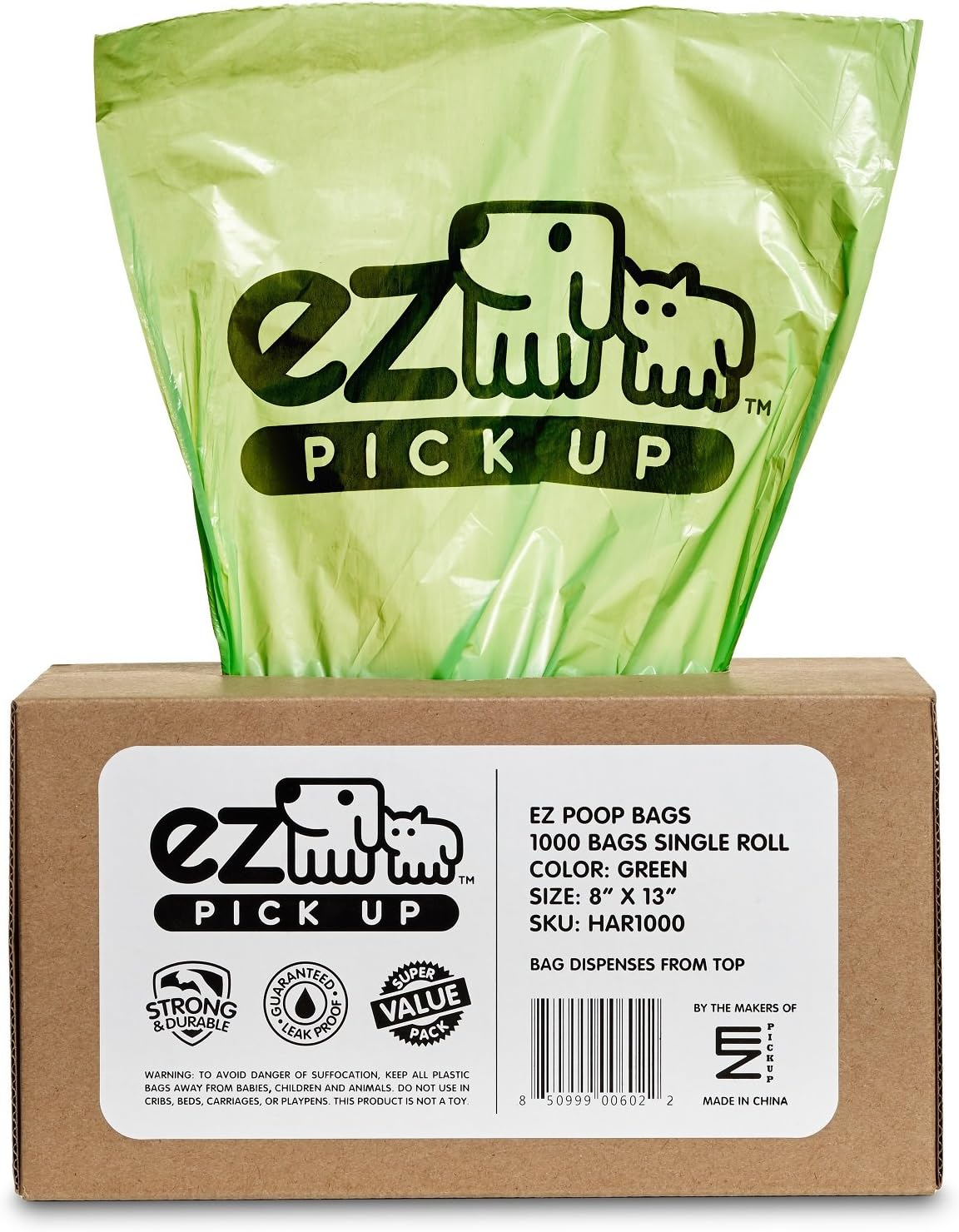 1000 Pet Waste Disposal Dog Poop Bags, EZ Pickup Bags Green – Essentials for Dogs - 1000 Count (Pack of 1)