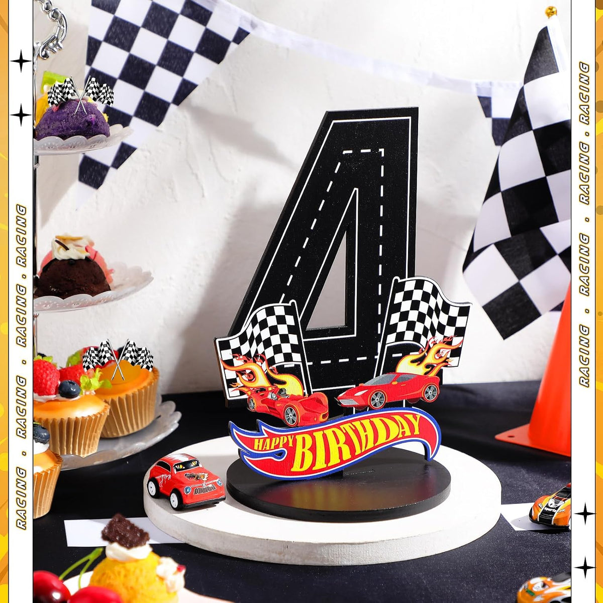 MiniInflat Race Car 5th Birthday Number Sign Centerpiece Race Car - 4th - image 4