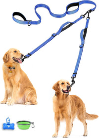 Double Dog Leash, No Tangle Dual Leash - Blue
