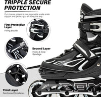 2PM SPORTS Adjustable Inline Skates for Kids, Youth and Adults - Silver / Large - Youth (4.5-8 US) - image 4