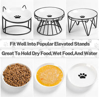 Cat Food Bowl, Whisker Friendly Ceramic Cat Bowls with Nonslip Silicone Bottom, Pack of 3 Quiet - Cat Paw Shallow 3 Pack - image 4