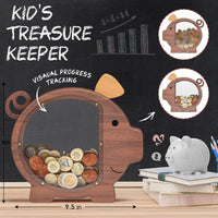 Summidate Pink Piggy Bank for Kids Girls - Walnut Wood Piggy / Standard - image 4