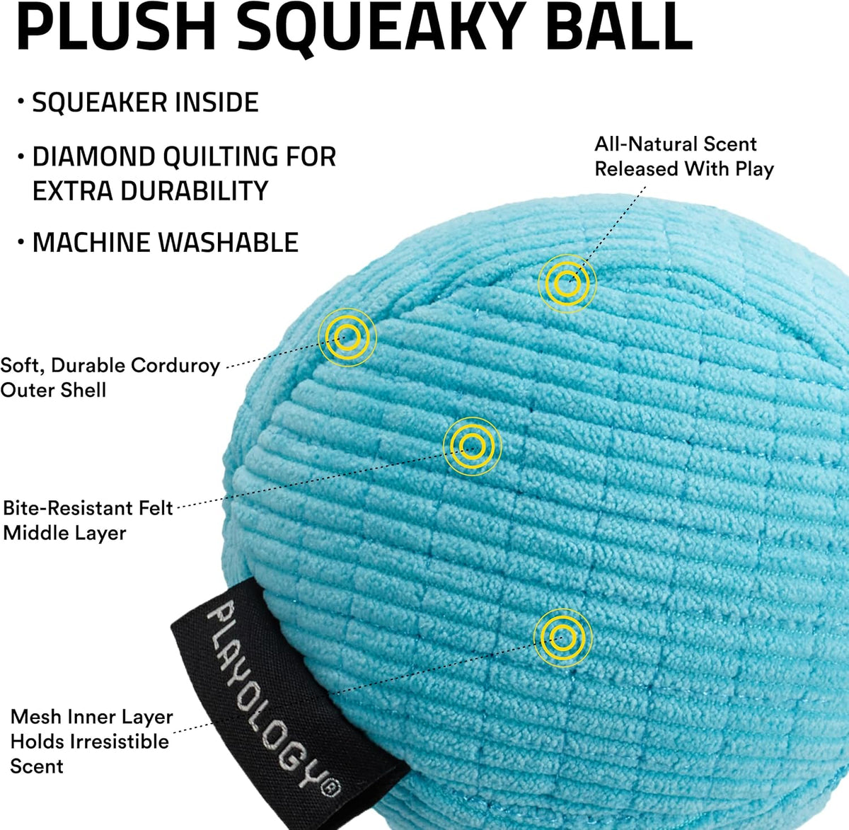 Playology Durable Plush Bone Toy, Squeaky Bone, Jumbo - Medium Ball / Peanut Butter - image 2