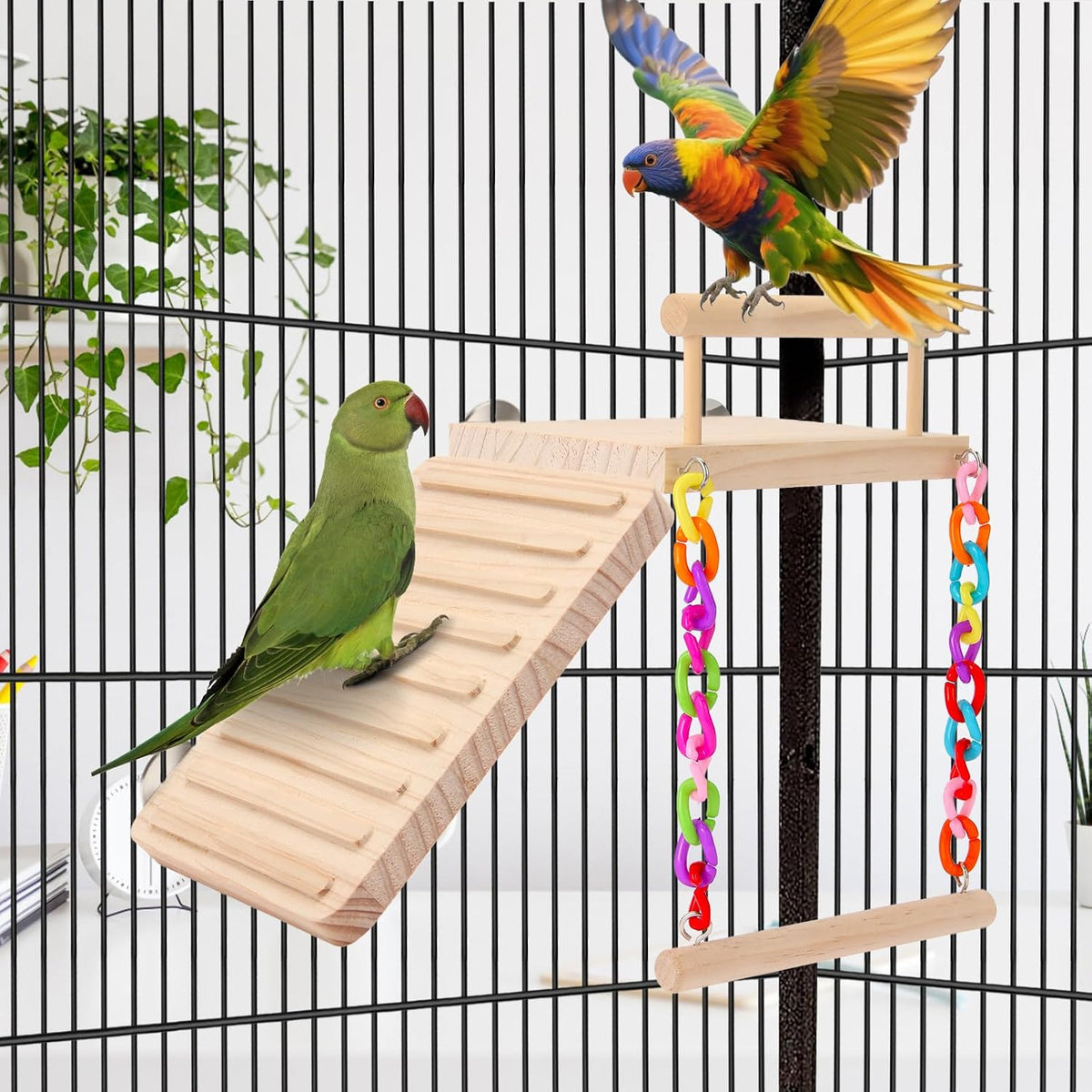 Kyouki Bird Perch Bird Cage Accessories Platform Swing - image 3