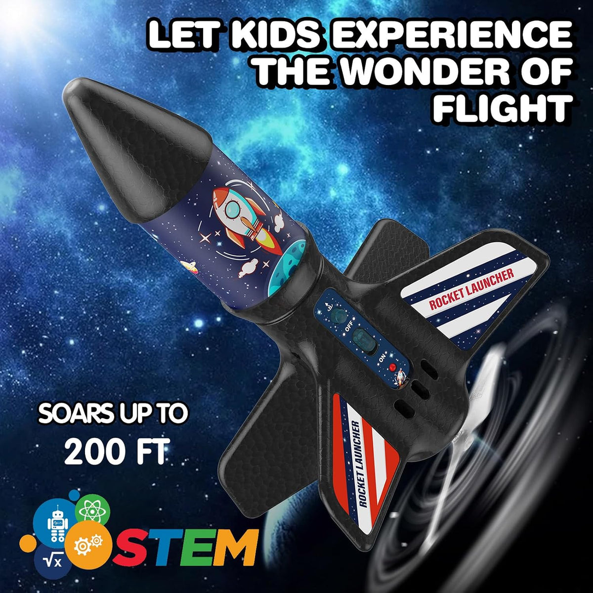 Rocket Launcher for Kids - Self-Launching 200 ft Motorized Outdoor Electric Play Toy, High Flying - Blue - image 2