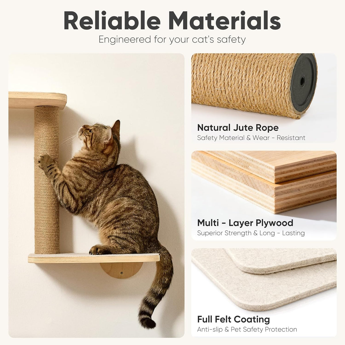 FUKUMARU Cat Wall Shelves, Beige - Beige-1 / 5-Pack Medium - image 3