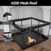 PJYuCien Dog Playpen Plus Storage Bag, 32" H 8 Panels Puppy Pen with Square Bottom & Top Cover, Heavy Duty Dog Fence for Camping
