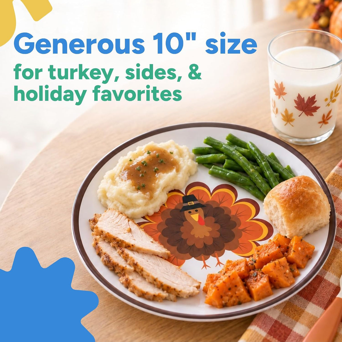 Tiny Expressions Construction Plates for Toddlers, 10" Set of 4 - Multicolor / Thanksgiving - image 3