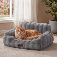 Orthopedic Cat Couch Bed for Indoor Cats - 24.0"L x 18.0"W x 10"Th / Grey