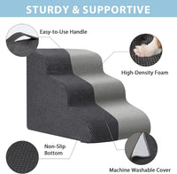 Garnpet Dog Stairs for Couch Sofa and Chair - Fleece 3-Step / Dark Grey - image 2