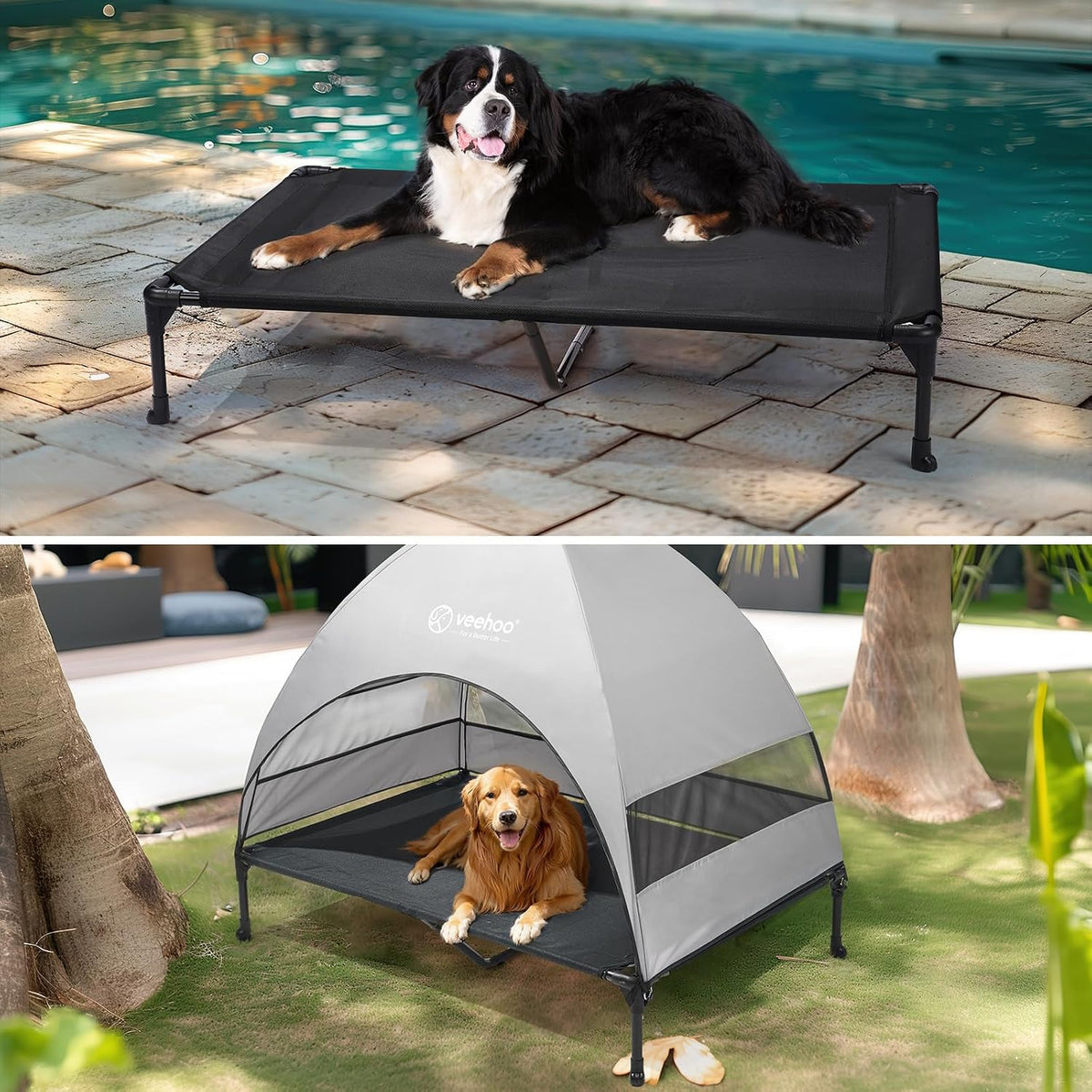 Veehoo Outdoor Dog Bed with Canopy - Black / 49.0"L x 33.0"W x 42.5"Th - image 3